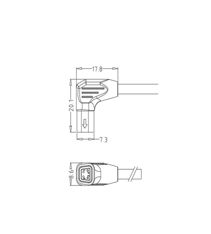 Mini F Female angled plug connector