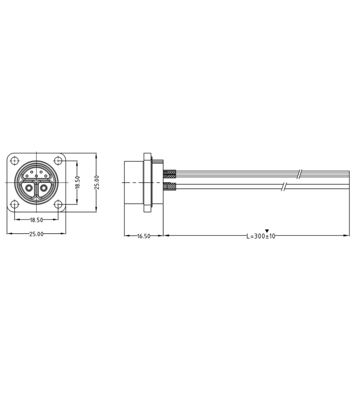 Female panel mount connector