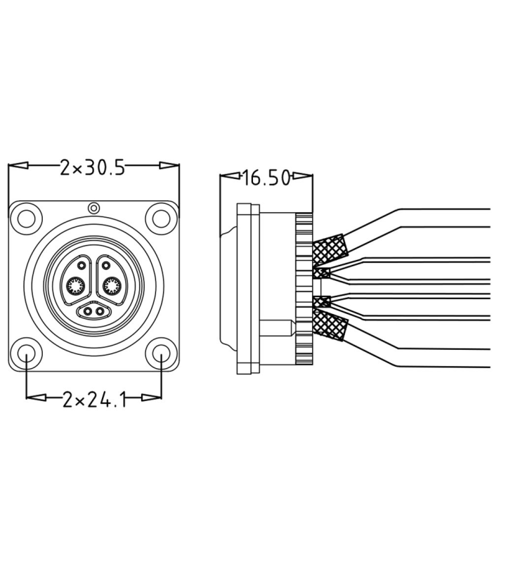 Female panel mount connector