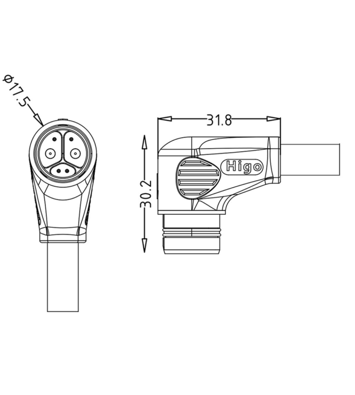 Male angled plug connector