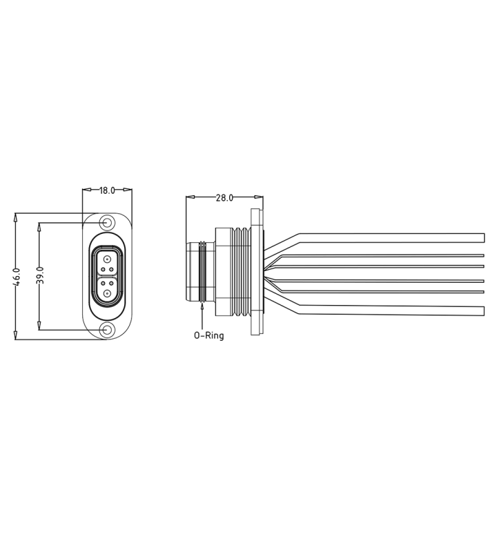 Male panel mount connector