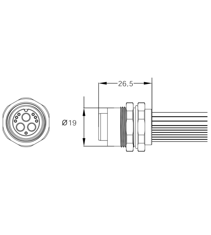 Female panel mount connector