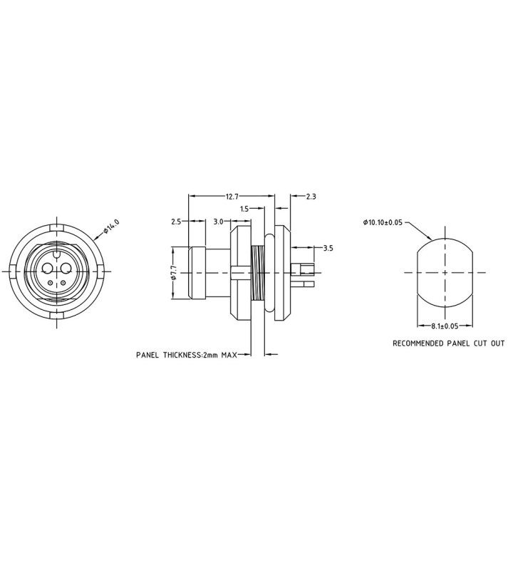 Male panel mount connector