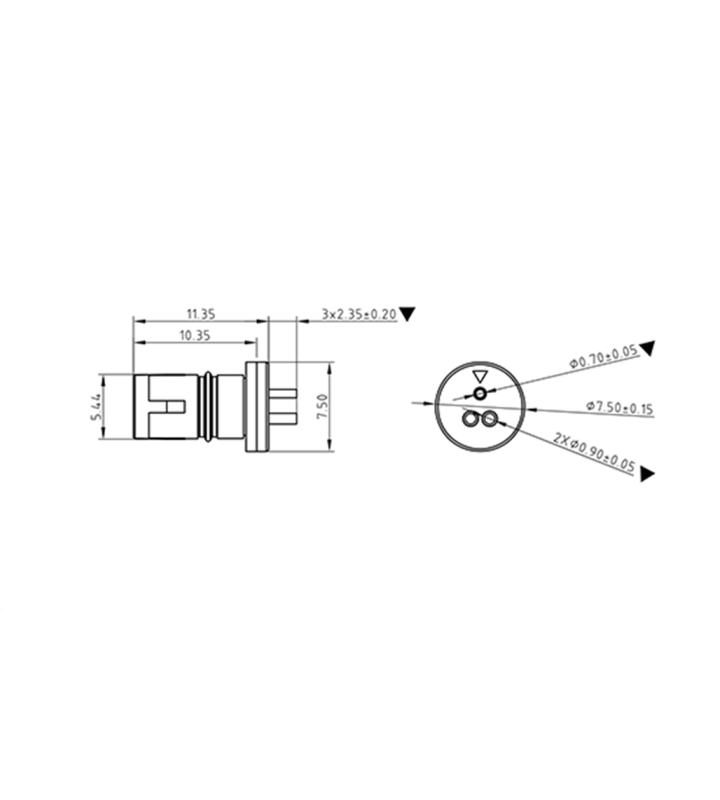 Micro Q female panel mount connector