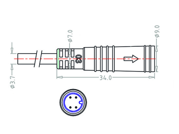 Mini B Female cable connector