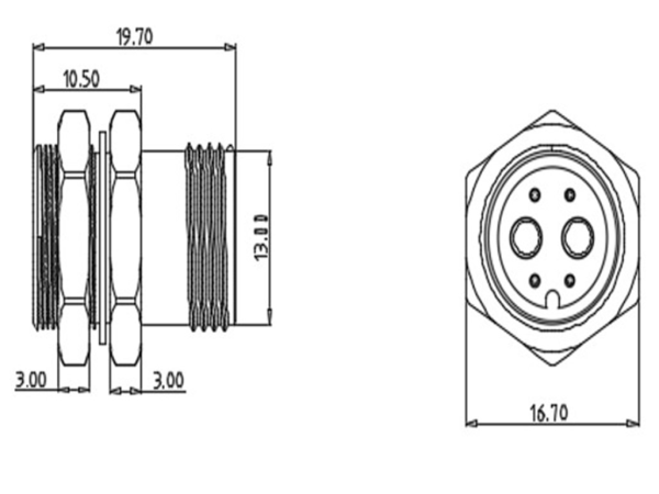 Male front panel mount connector