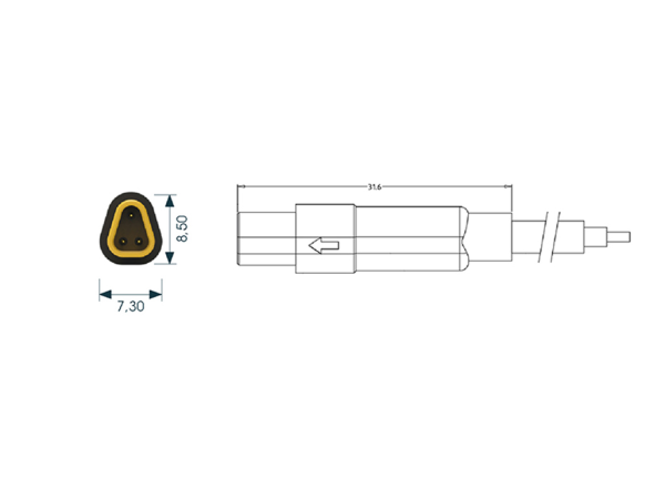 Mini F male cable connector