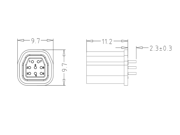 Mini F female panel mount connector