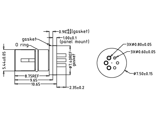 Micro Q female panel mount connector