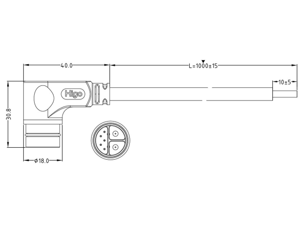 Male angled plug connector