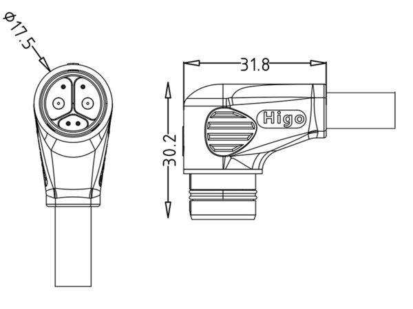 Male angled plug connector