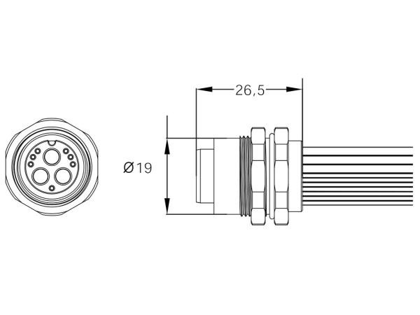 Female panel mount connector