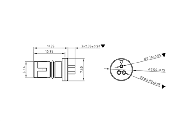 Micro Q female panel mount connector